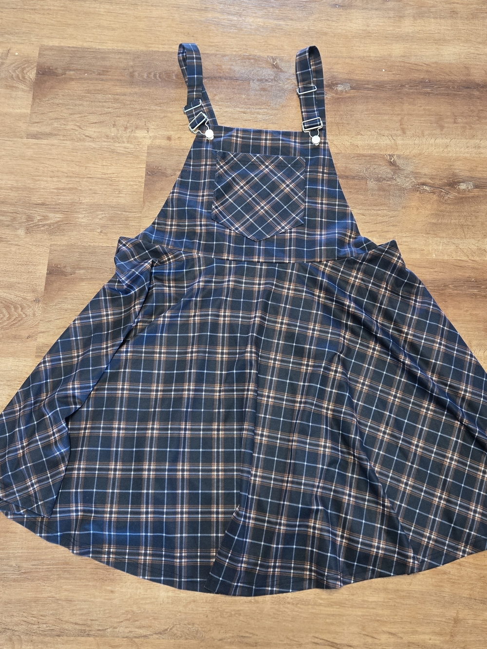 NWT! Agnes Orinda Navy Plaid Pinafore Overall Romper Dress Adjustable Straps 3x